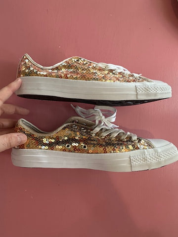 Pre-Loved Converse All Star Gold Sparkle Size 42.5/AU11
