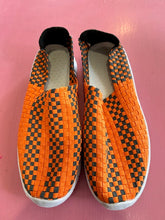 Load image into Gallery viewer, Pre-Loved Orange and Grey Woven Slipons