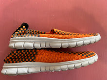 Load image into Gallery viewer, Pre-Loved Orange and Grey Woven Slipons