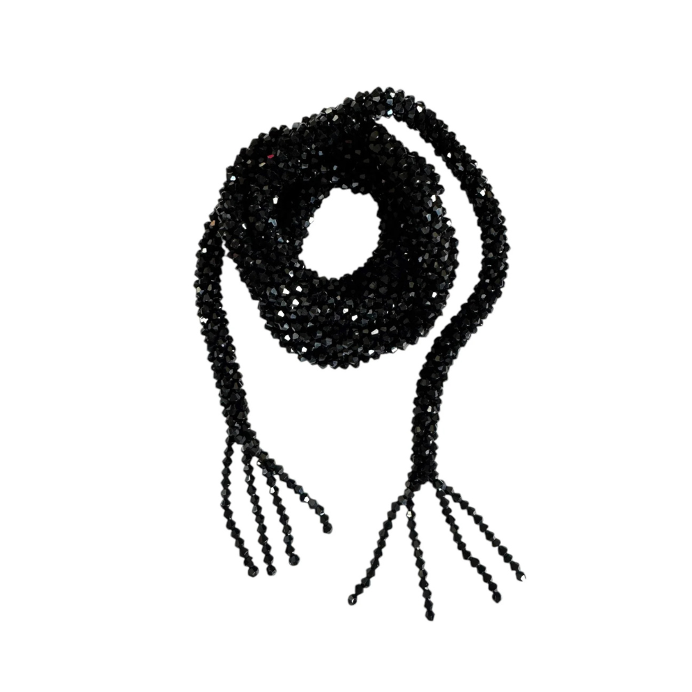 Lora Doro Marg Black Wrap Beaded Necklace and Belt