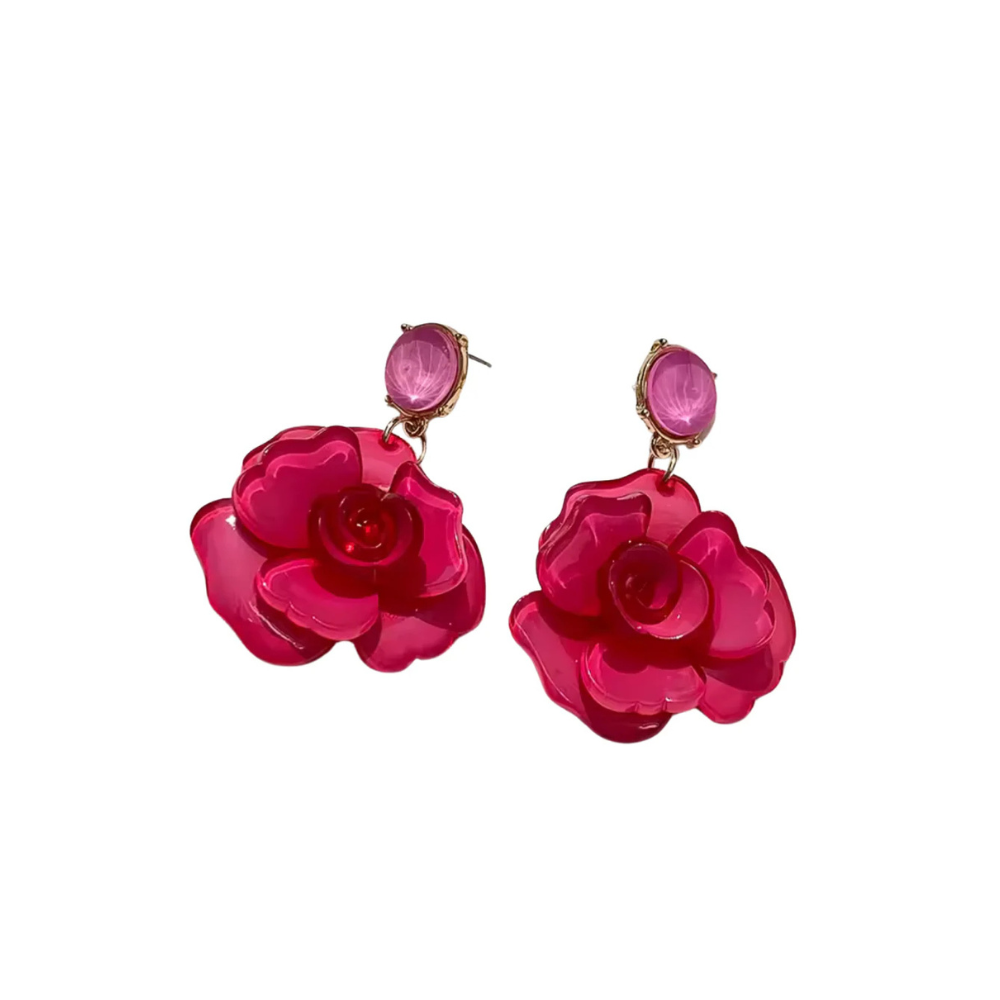 Sunny Hazel Tam Resin Flower Earrings Pink