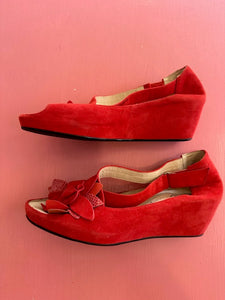 Pre-Loved Taking Shape Red Wedge Sandals Size 42