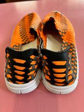 Load image into Gallery viewer, Pre-Loved Orange and Grey Woven Slipons
