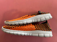 Load image into Gallery viewer, Pre-Loved Orange and Grey Woven Slipons
