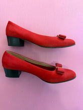Load image into Gallery viewer, Pre-Loved Salvatore Ferragamo Red Low Heeled Courts
