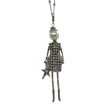 Star Silver French Doll Necklace